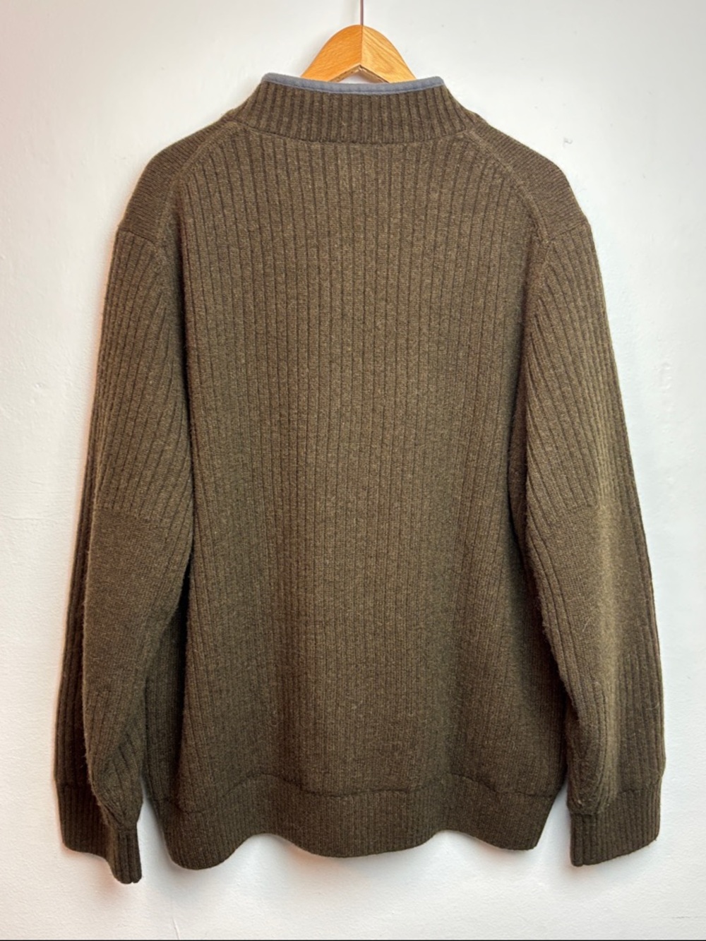 NWT Duluth Trading Co Men’s XL Shetland Wool Windproof Zip Sweater Olive Green - Picture 2 of 9